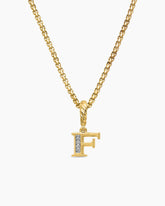 Pavé Initial Pendant in 18K Yellow Gold with Diamond F